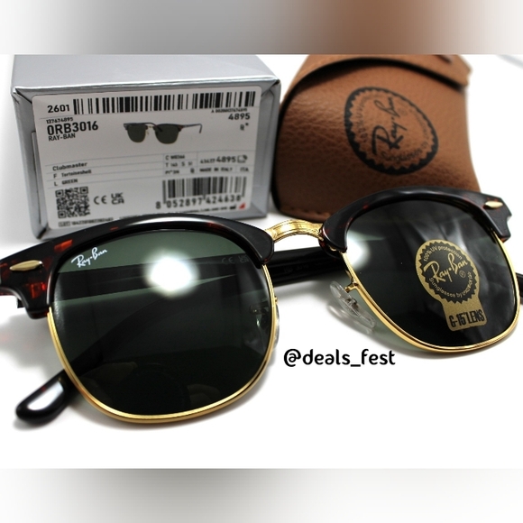 Model Display Ray-Ban Clubmaster Green G15 RB3016 Tortoise - Picture 4 of 17